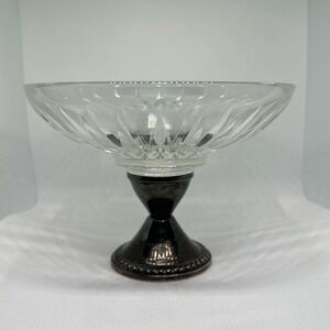 EUC Vintage Duchin Creation Sterling Silver Footed Glass Serving Candy Dish